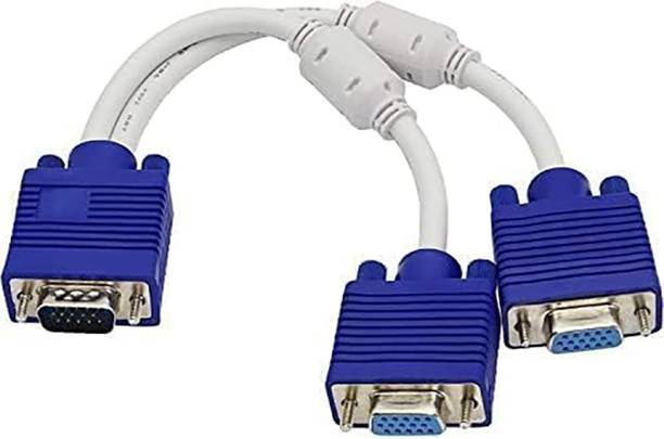 RuhZa VGA Cable 0.27 m NA VGA 1 Male to 2 Female Splitter Cable VGA Y Splitter Monitor Cable 15 pin Splitter