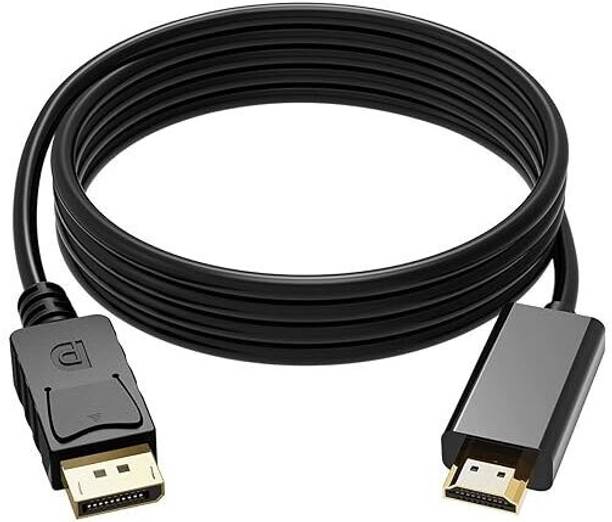 Techobiz Video Cable 6 A 1.8 m pvc (DP) Display Port Male to HDMI Male Cable 1080P Full HD Video (For Computer,Laptop,Monitor 1.8 m)