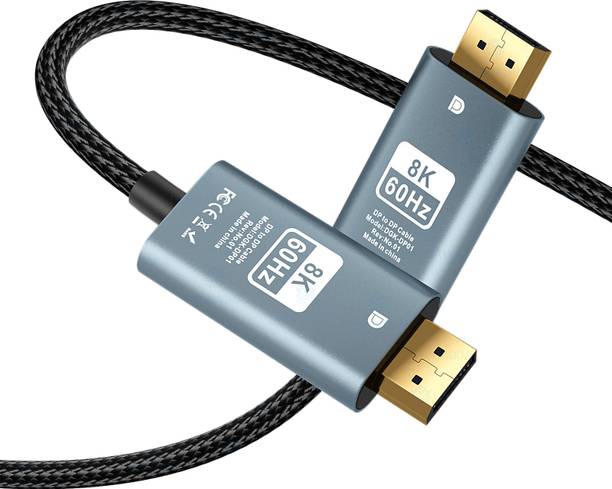 ELECTRO WOLF Video Cable 2 m Copper 8k Display Port (DP) to Display Port (DP) Cable [Certified 8K@60Hz, 4K@144Hz, 2K@165/144Hz] HDR/FreeSync/G-Sync/HBR3/HDCP