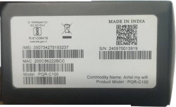 Airtel NEW VERSION PQR-C100 4G WIFI Router Support Only airtelsim Data Card