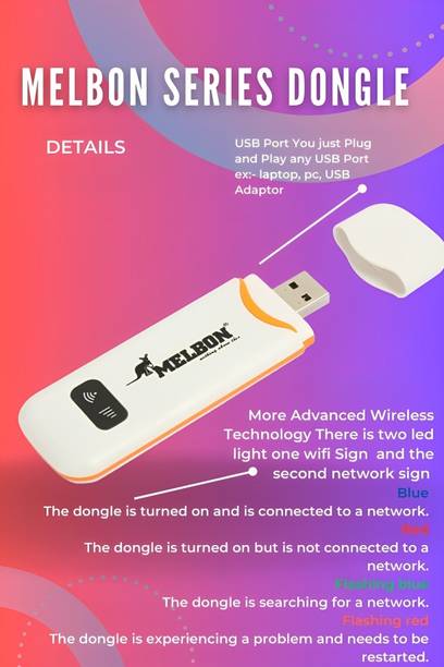 Melbon Wi-Fi Data card 4G LTE Wireless USB Dongle Stick with All SIM Network Support 7.2 Mbps Data Card ,Calls not Supported