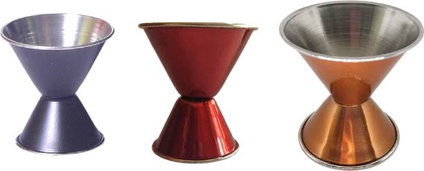 Dynore Set of 3 Colourful Peg measure -black, red, copper Whisky Measure Decanter