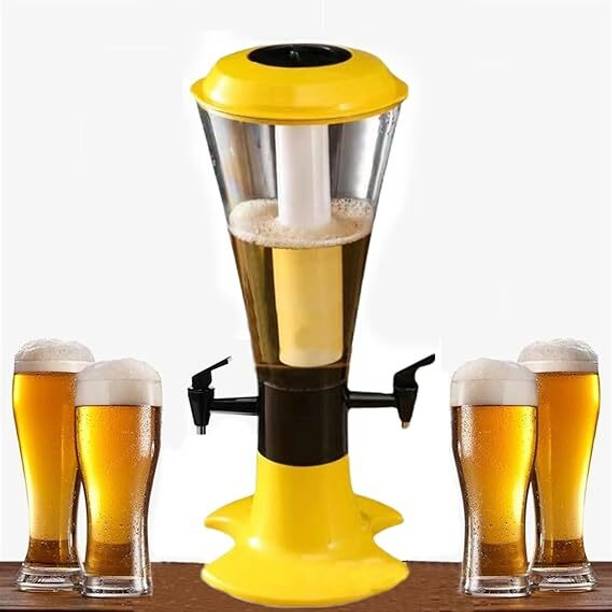 Barraid Beer Beverage Dispenser, 3 L, Tabletop Drink Dispenser with Dual Taps, (YELLOW) Decanter