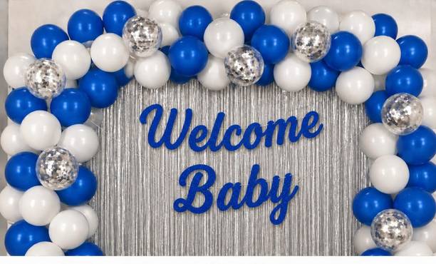 FIZZYPARTY BLUE AND WHITE WITH SILVER CONFETTI WELCOME BABY
