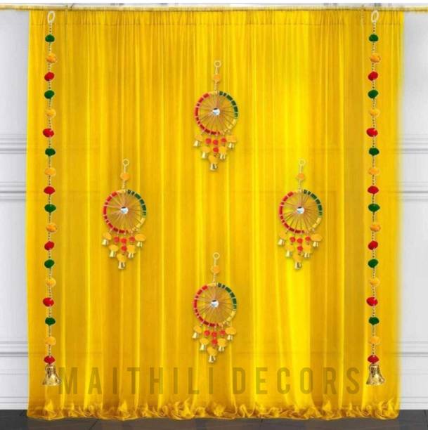 Maithili decors Yellow Beautiful Net Decoration Setup For Navratri/Pooja