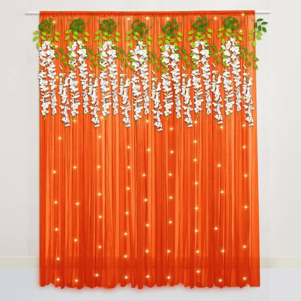 HouseOfCommon Orange, White Ganpati Decoration Item - Ganpati Decoration Item Curtain