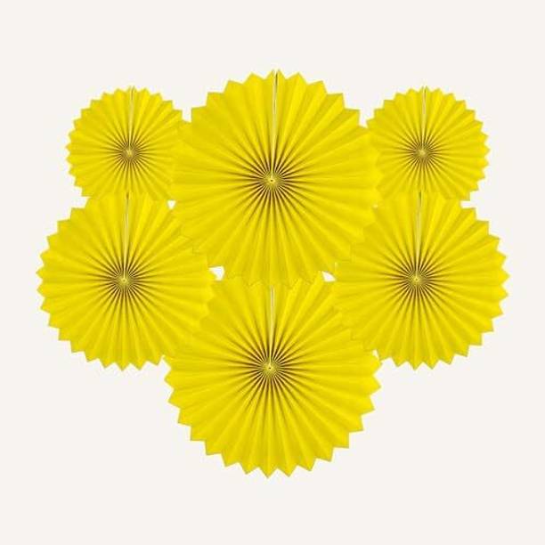 specialyou.in Yellow 6pcs Yellow Paper Fan Decoration Set for Birthday