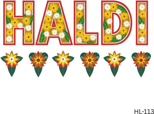 Festylo Haldi Ceremony Banner Decoration for Wedding Function – Floral Yellow & Green Traditional Garland – FYHL-113