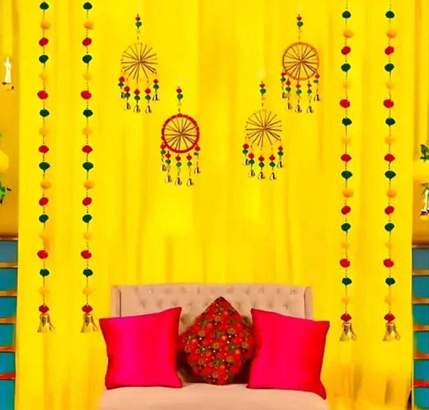 Maithili decors Yellow Beautiful Net Decoration Setup For Navratri/Pooja