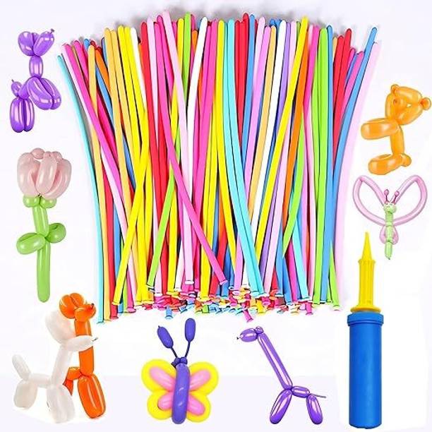 PartyNeed Solid Party Propz Long Balloons for Kids - 101 Pcs (30 cm) Multicolor Twisting Balloon Balloon