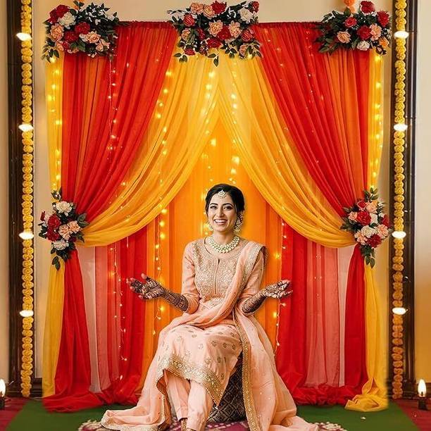 popp fizz and decor Yellow, Red, Orange NET CURTAIN