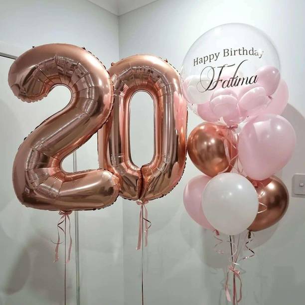 ZYOZIQUE Rose Gold 20 Number Foil Balloons Mylar Helium Number Balloons (pack Of 2)