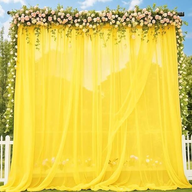 popp fizz and decor Yellow NET CURTAIN