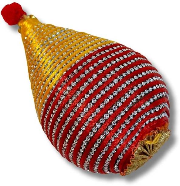 HMS HALDI MEHENDI SHAADI Diamond Red Yellow Decorative Nariyal Gola Shrifal for Shagun Pooja Wedding Roka Tilak Engagement