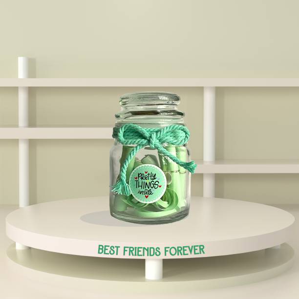 Fluffick A Jar of Friendship with 10 Message Scrolls | Perfect Gift for Friendship Day Decorative Bottle
