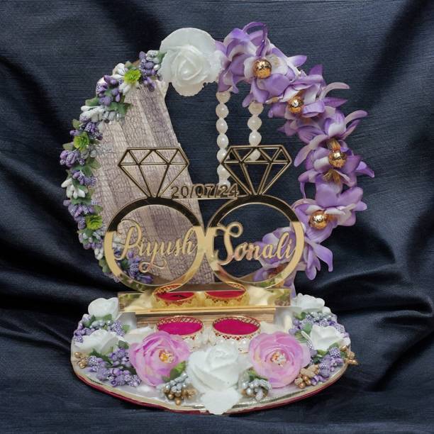 RN COLLECTION Purple Crowen Nett Wood Decorative Platter