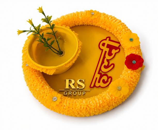 RSGROUP New haldi plate Hindi Plastic Decorative Platter