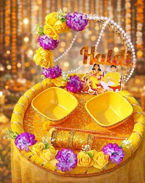 Maesha Creations Haldi platter⁹ Wood Decorative Platter