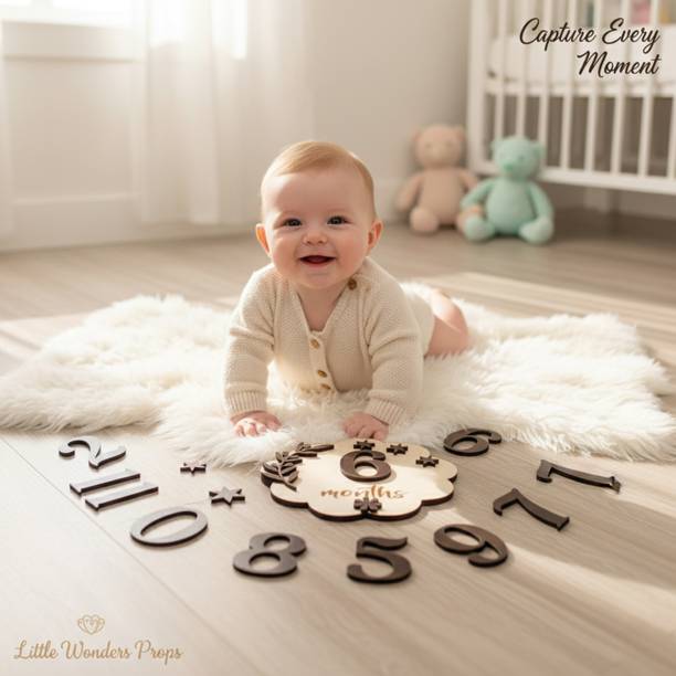 LASER ART Baby Milestone Cards for 1-12 Months Baby Photo Booth Board