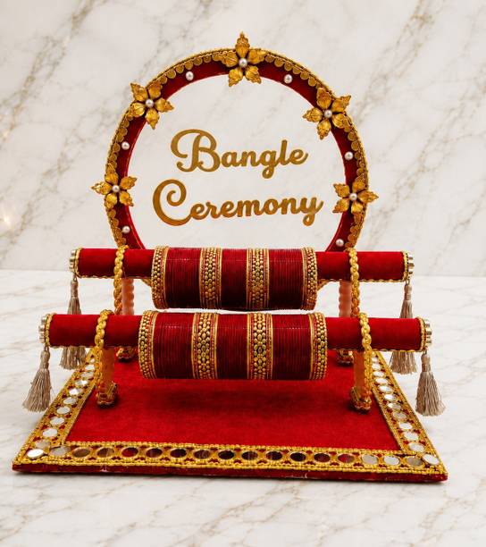 Wedlock Bangle Ceremony Decorative Platter Tray for Wedding Decoration Wood Decorative Platter