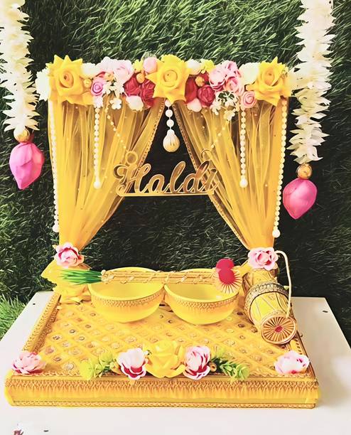 LATA H C LH Haldi Utsav Decor 01 Wood Decorative Platter