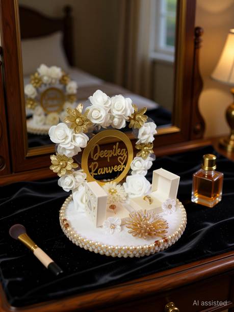 ITSAMATCH Customise Engagement Ring Tray / Plate / Thali Wood Decorative Platter