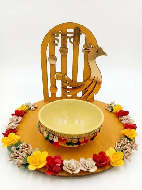 DULHAN HANDICRAFT haldi3 Wood Decorative Platter