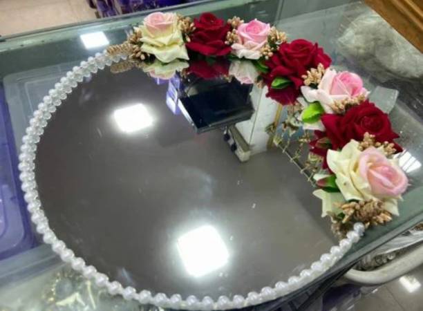 zaidi store Mirror For Bridal Wedding Ceremony Glass Decorative Platter