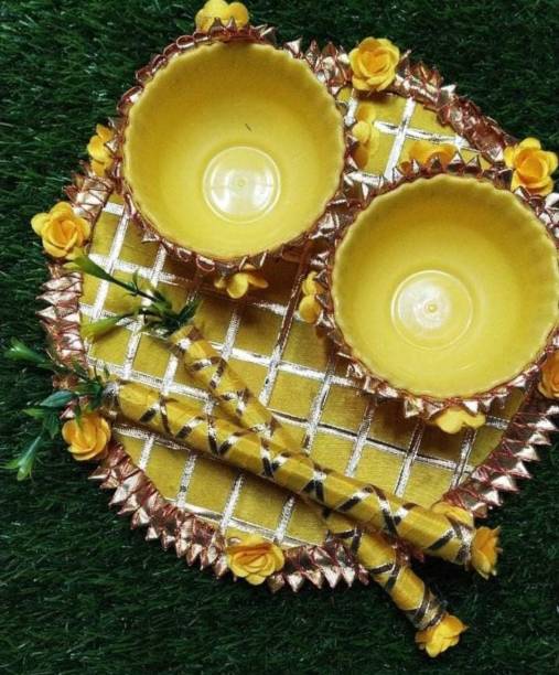 zaidi store Haldi Platter for Wedding Ceremony Wood Decorative Platter