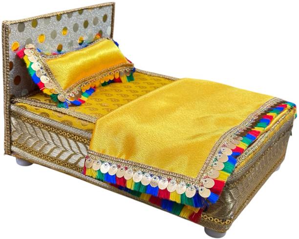 petaluma Thakur ji Laddu Gopal Bed Gaddi, Pillow, Cover Sheet Usable 0-6 No Size Kanha JI Dress