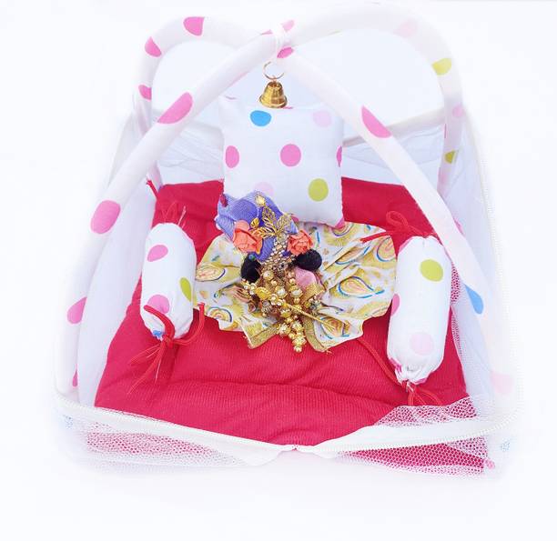 KAMAL CHILD CARE Laddu Gopal Bed 0 to 6 No. Laddu Gopal Ji Jhula, Singhasan, Thakur ji Bed Dress