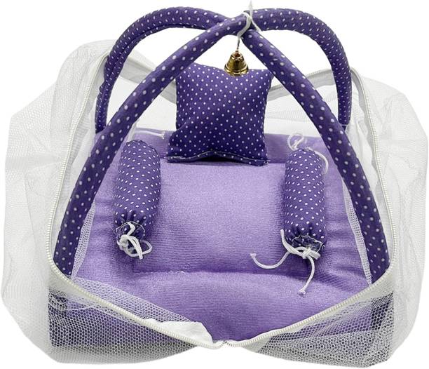 KAMAL CHILD CARE Laddu Gopal Bed, Jhula, Singhasan, Thakur ji Bed, Size: 0 to 4-Purple White Dress