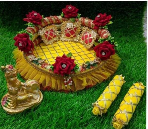 Radhey creation mart Laddu gopal red roses singhasan (size 5-8) Dress
