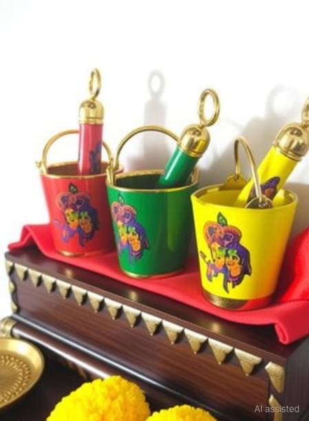 PUCHKOO 3pcs holi bucket pickhari for laddogopal pack of 3pcs Deity Ornament