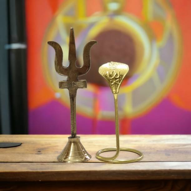 Divine Bazaar Lord Shiva Brass Nagaraj and Brass Trishul with Damru Deity Ornament