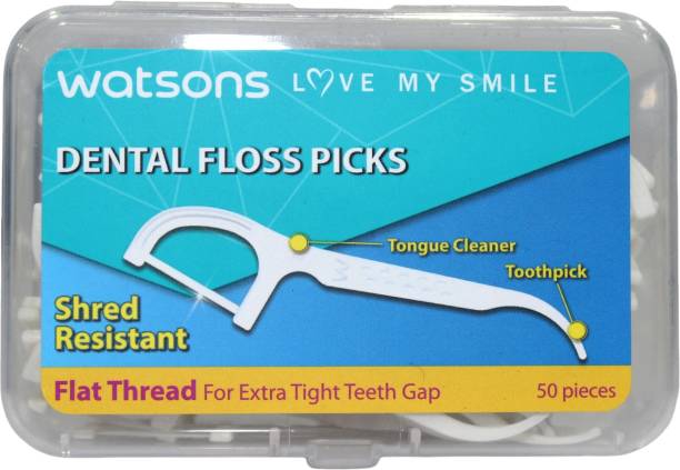 SHIVAMAX Watsons Dental Floss Flat Thread Shred Resistant 50 Picks ( THAILAND)