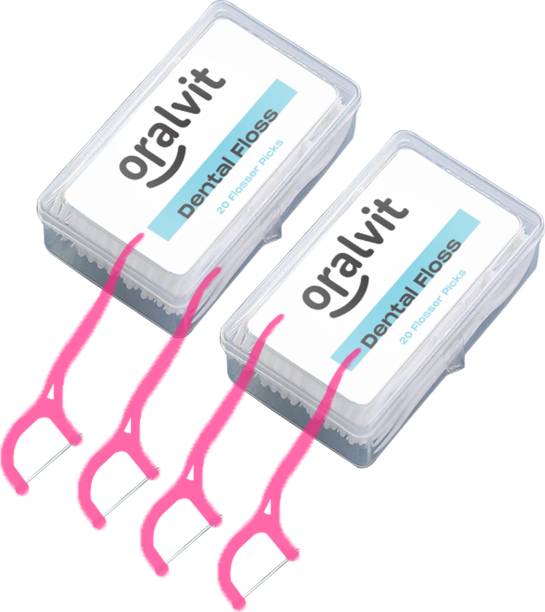 Oralvit Dental Floss Toothpicks for Teeth Cleaning (Pack Of 20Pcs) (Pack of 2)