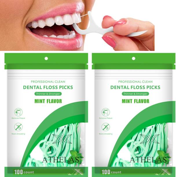 Athelas 2 Packs of Fresh Mint Teeth Floss Picks pack of 100