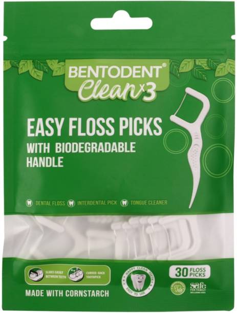 bentodent Easy Floss Picks Triple Cleaning action for Plaque removal and Healthy Gums