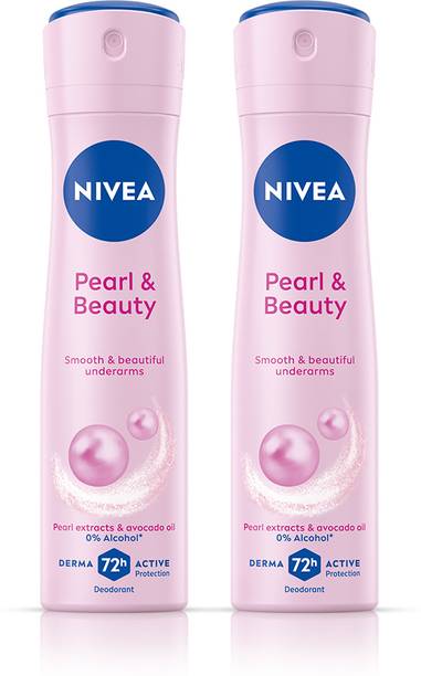 NIVEA Pearl and Beauty Combo for Smooth Underarms, 0% Alcohol, 72h Active Protection Deodorant Spray  -  For Women