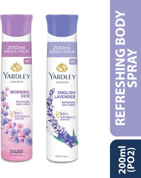 Yardley London Morning Dew Refreshing Body Spray 200ml + English Lavender 200ml Deodorant Spray  -  For Women