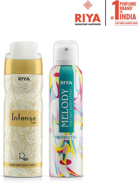 RIYA Intense Gold And Melody Orchestra Body Spray Deodorant For Unisex Pack Of 2 Deodorant Spray  -  For Men & Women