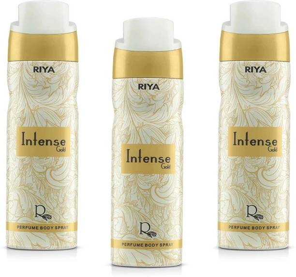 RIYA Intense Gold Body Spray Deodorant For Unisex Pack Of 3 200 Ml Each Deodorant Spray  -  For Men & Women