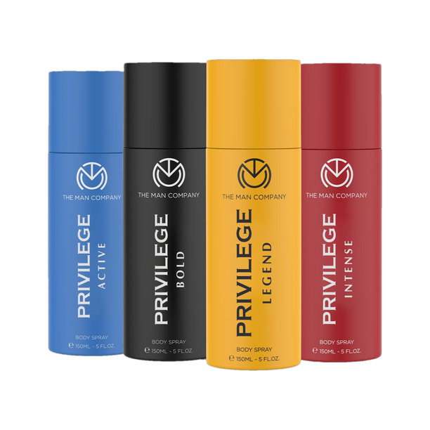 THE MAN COMPANY Privilege Intense , Legend, Bold & Active Deodorant Spray  -  For Men 600 ml, Pack of 4