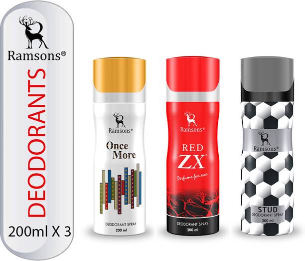 RAMSONS Once More, Red ZX and STUD Deodorant Combo Deodorant Spray  -  For Men & Women