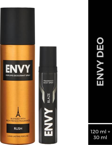 Envy Rush Body Deo 120 ml & Blaze Nano 30 ml Deodorant Spray  -  For Men