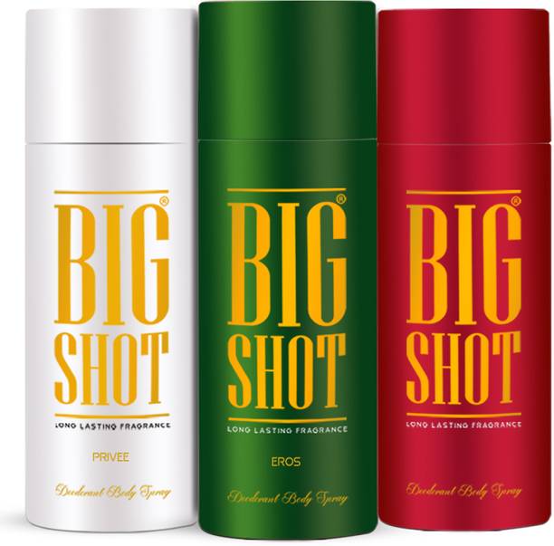 OSCAR Big Shot Eros, Privee & Red (150mlx3) Long Lasting Body Deo Deodorant Spray - For Men & Women