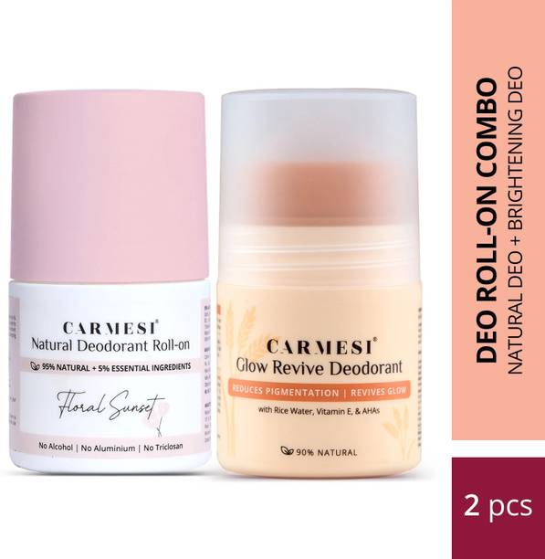Carmesi Underarm Roll On Deodorant Combo - Glow Revive & Floral Sunset Deodorant Roll-on  -  For Women