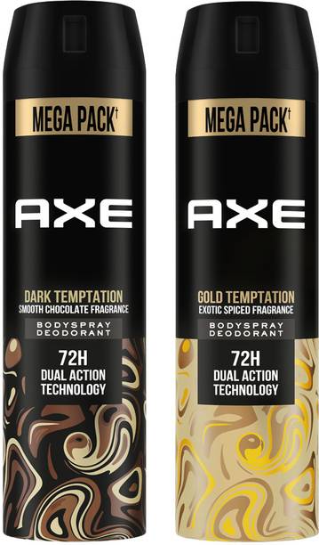 AXE Dark Temptation & Gold Temptation Long Lasting For Men (Pack of 2) Body Spray - For Men