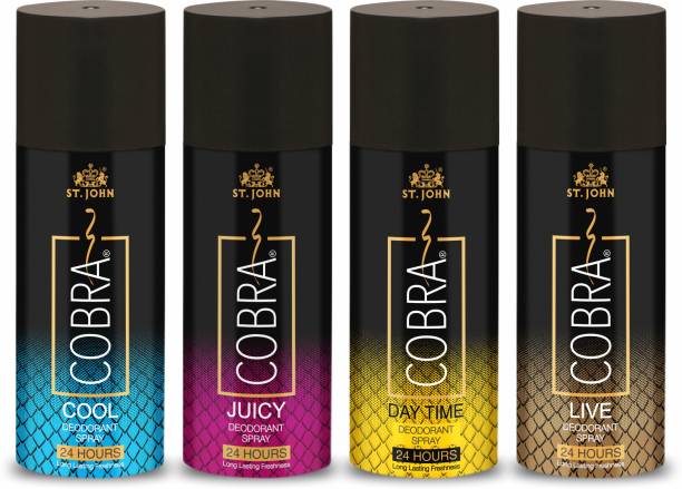 ST-JOHN Cobra Deo Live, Juicy, Cool, and Daytime Long Lasting 150 ML each Deodorant Spray  -  For Men & Women